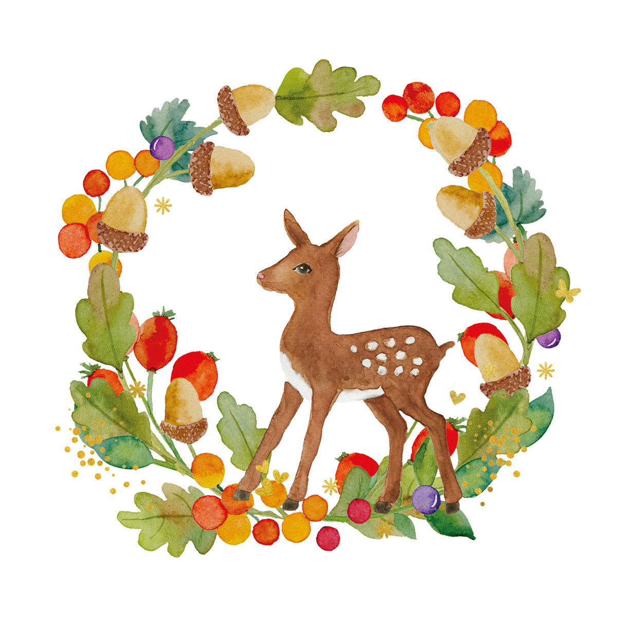 Wreath & Bambi Napkin 33x33