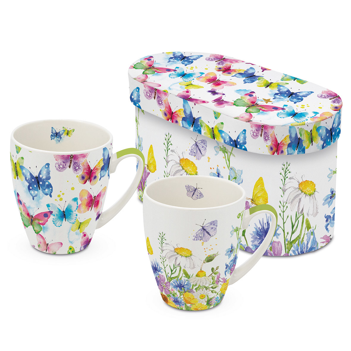 Butterfly & Flowers 2 Mug Set