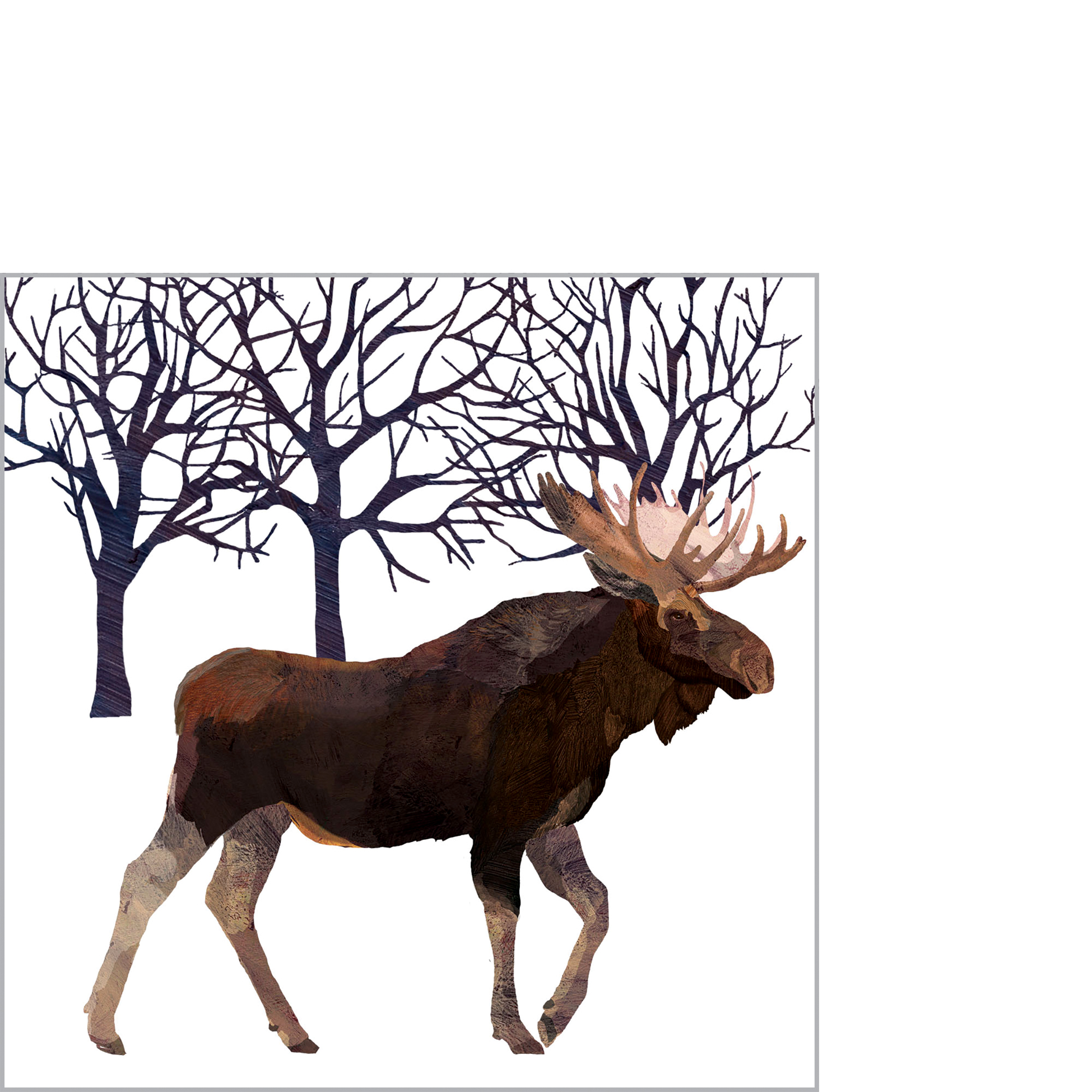 Winter Moose Napkin 25x25