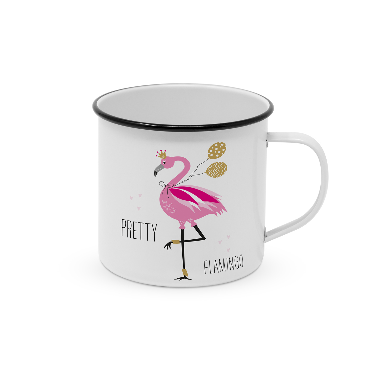 Happy Metal Mug Pretty Flamingo