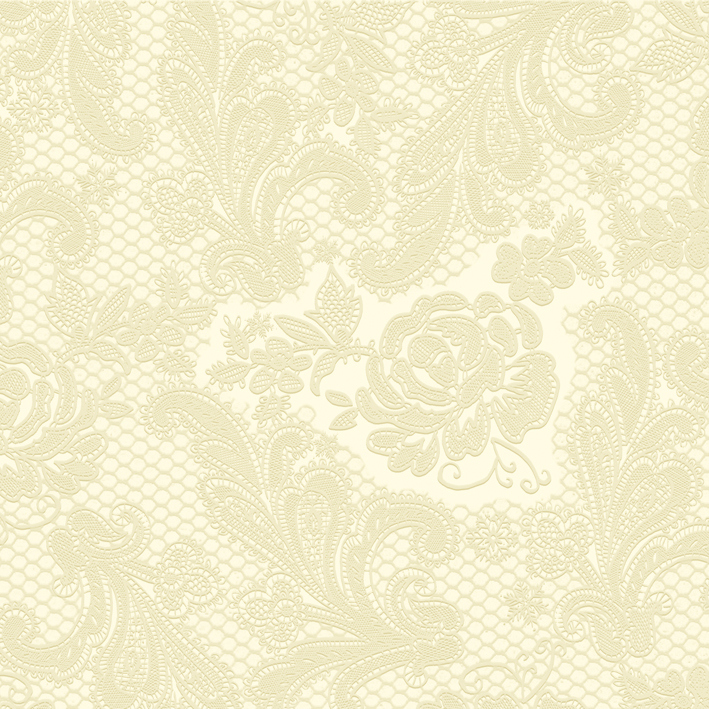 Lace Embossed ivory 25x25