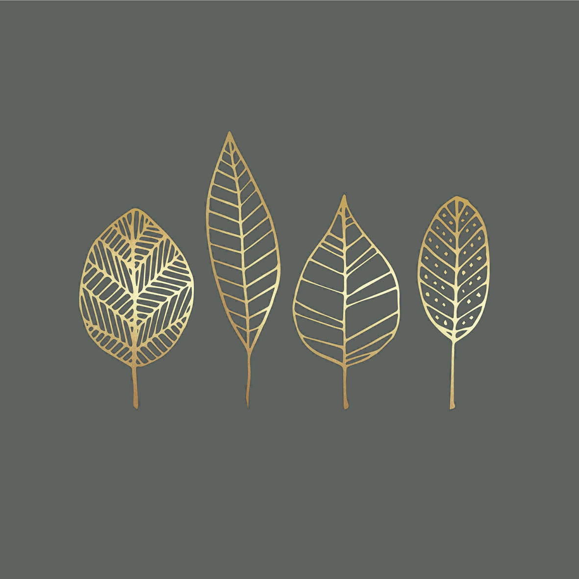 Pure Gold Leaves anthracite Napkin 25x25