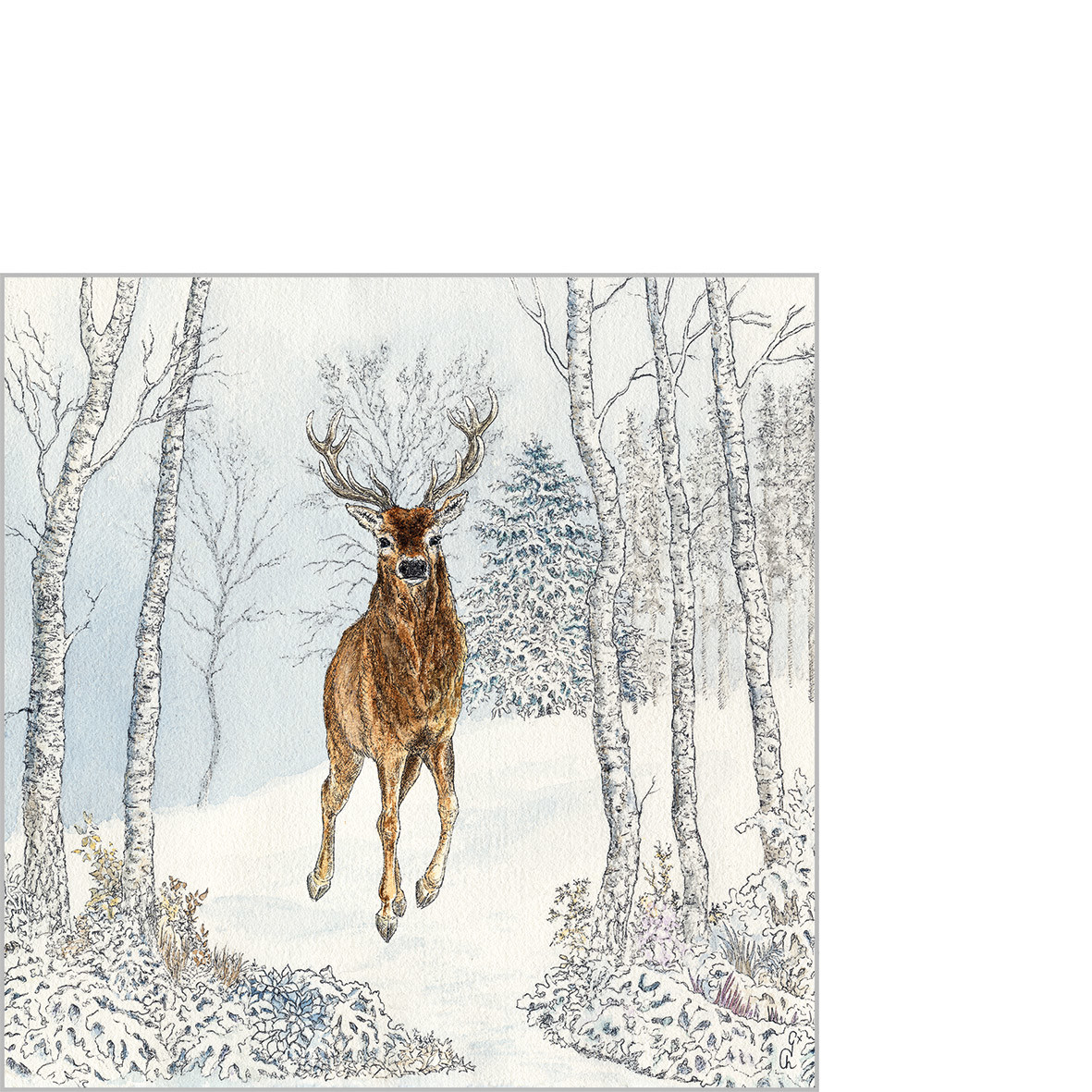 Cerf Hiver Napkin 25x25