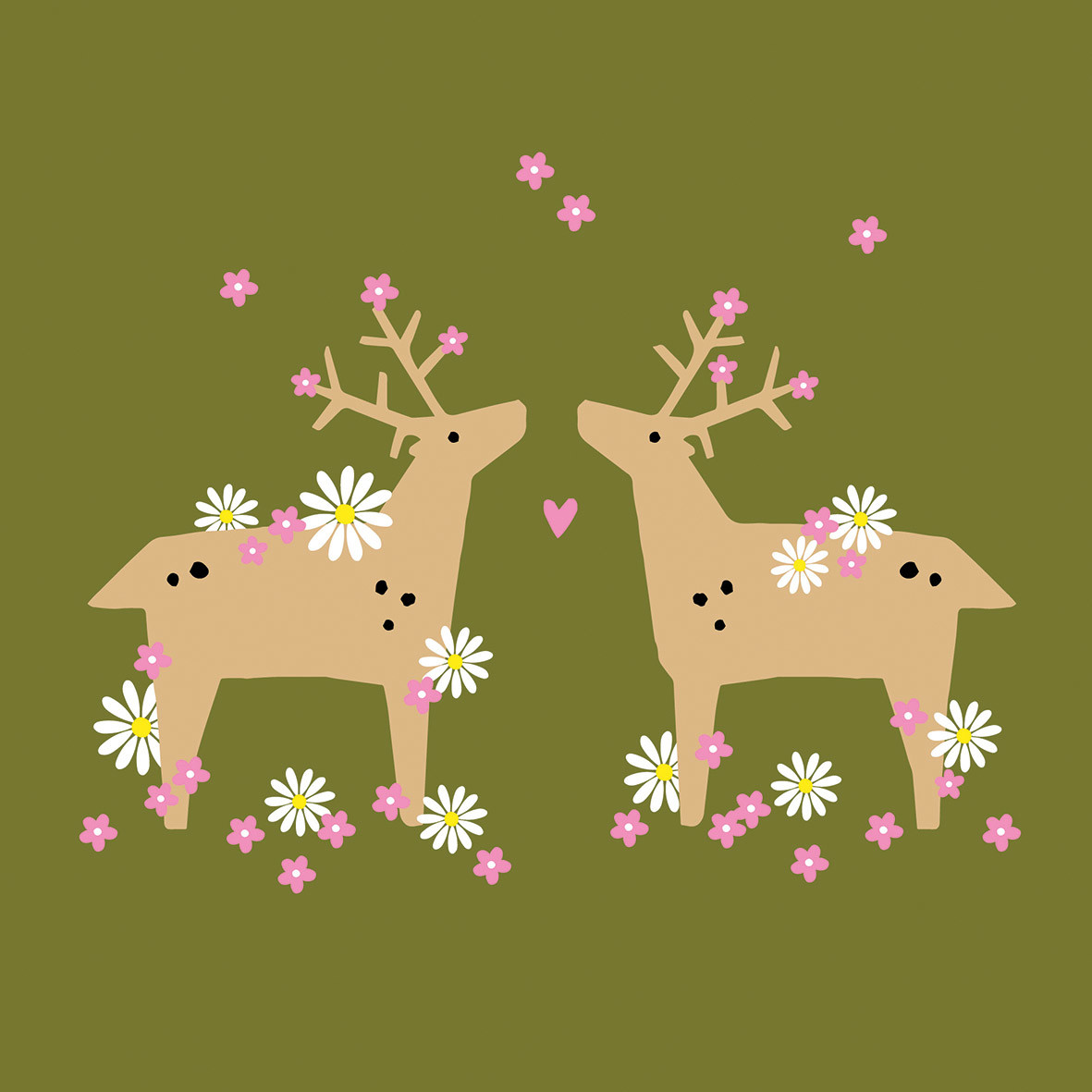 Flower Deers green Napkin 33x33