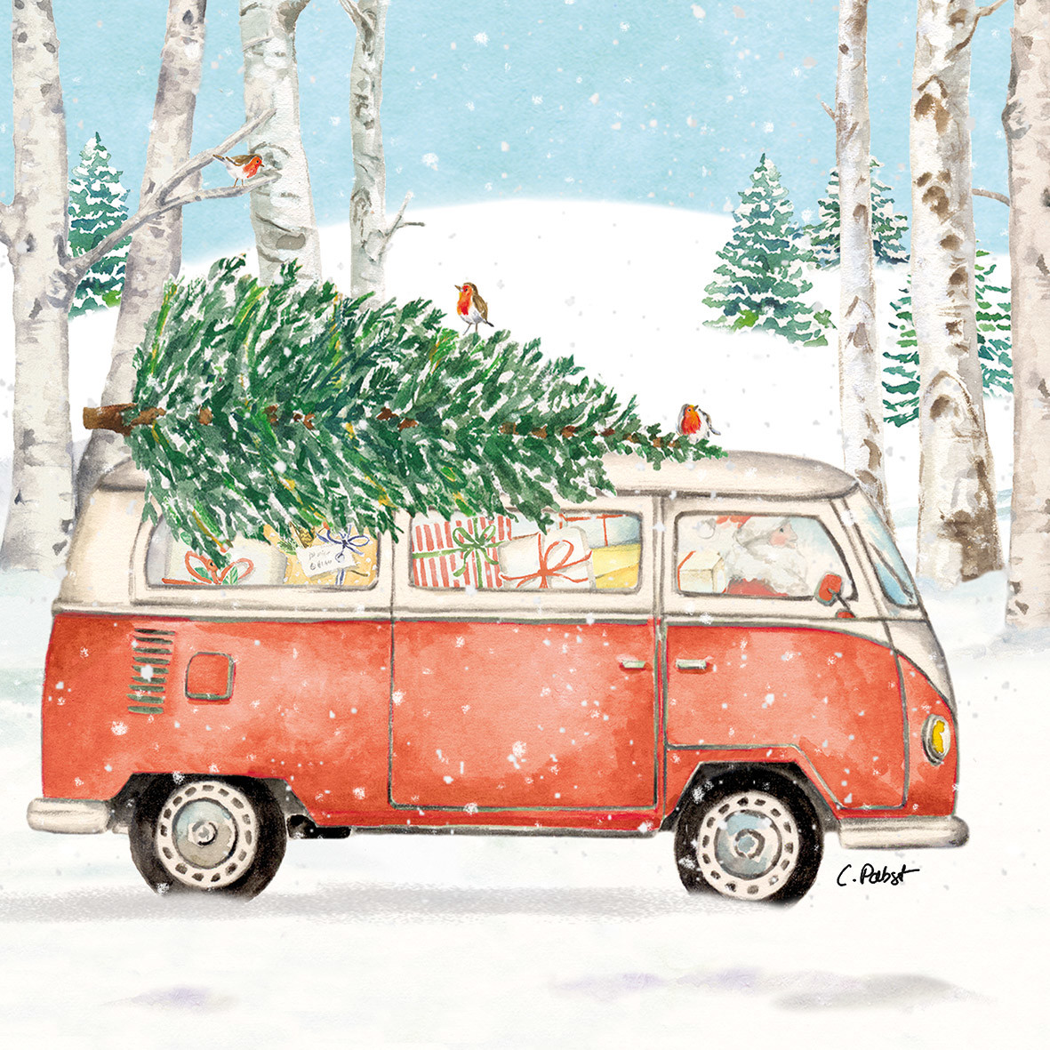 Christmas Bus Napkin 33x33